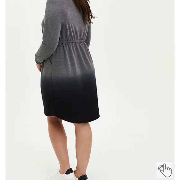 Torrid OFF-SHOULDER SKATER DRESS - FRENCH TERRY HEATHER GREY DIP DYE Size 0 - Picture 3 of 6